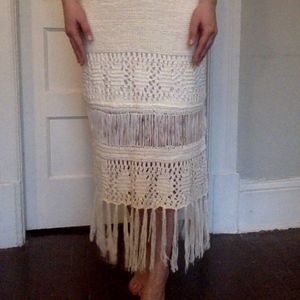 Moon River White Ankle Knit Skirt